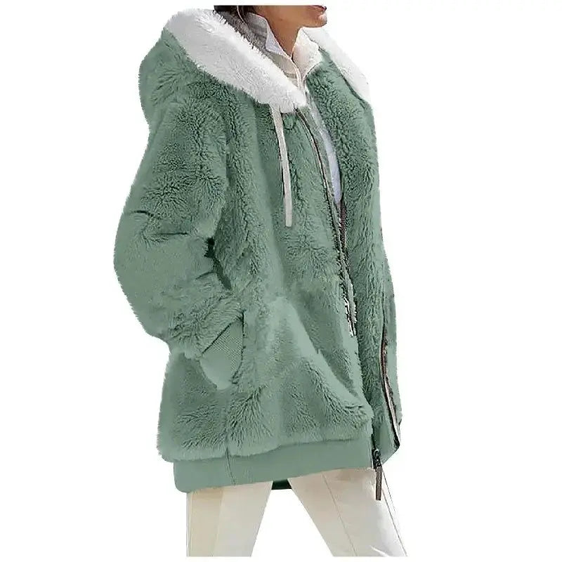 EverCozy Women Hooded Fleece Jacket Thick Warmth Casual Streetwear for Autumn and Winter