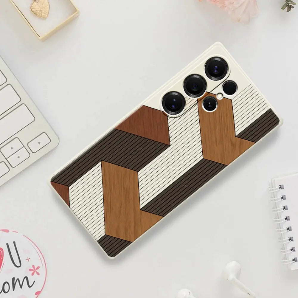Geometric wood-pattern silicone phone case by Simples Market for Samsung Galaxy S26 Ultra