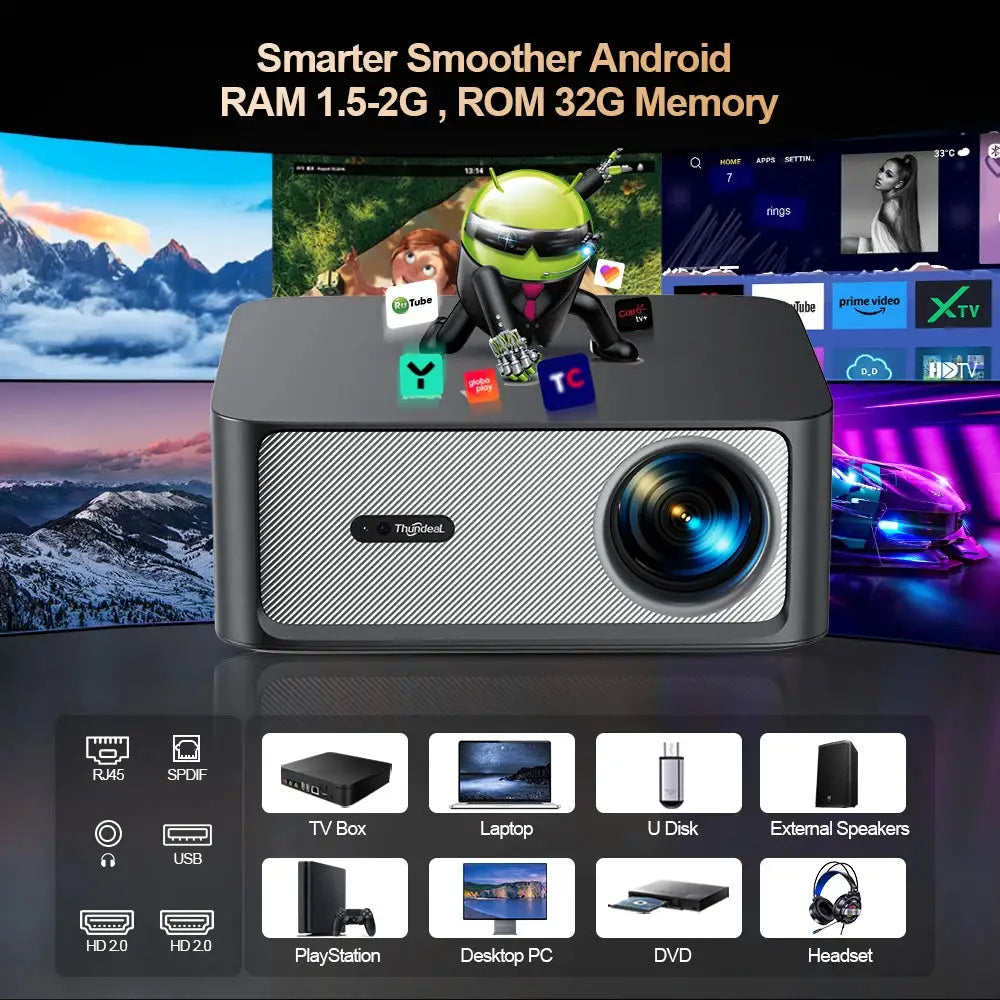 ThundeaL TD98Pro 3000 ANSI 4K Projector Android WiFi Portable Theater