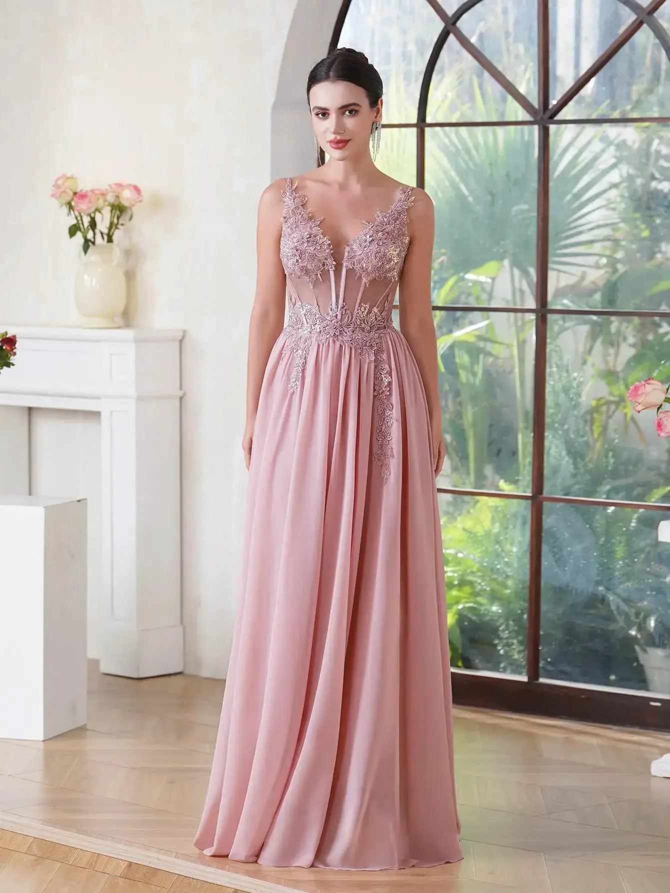Navy Blue Spaghetti Straps A Line Evening Dress Appliques Prom Gown