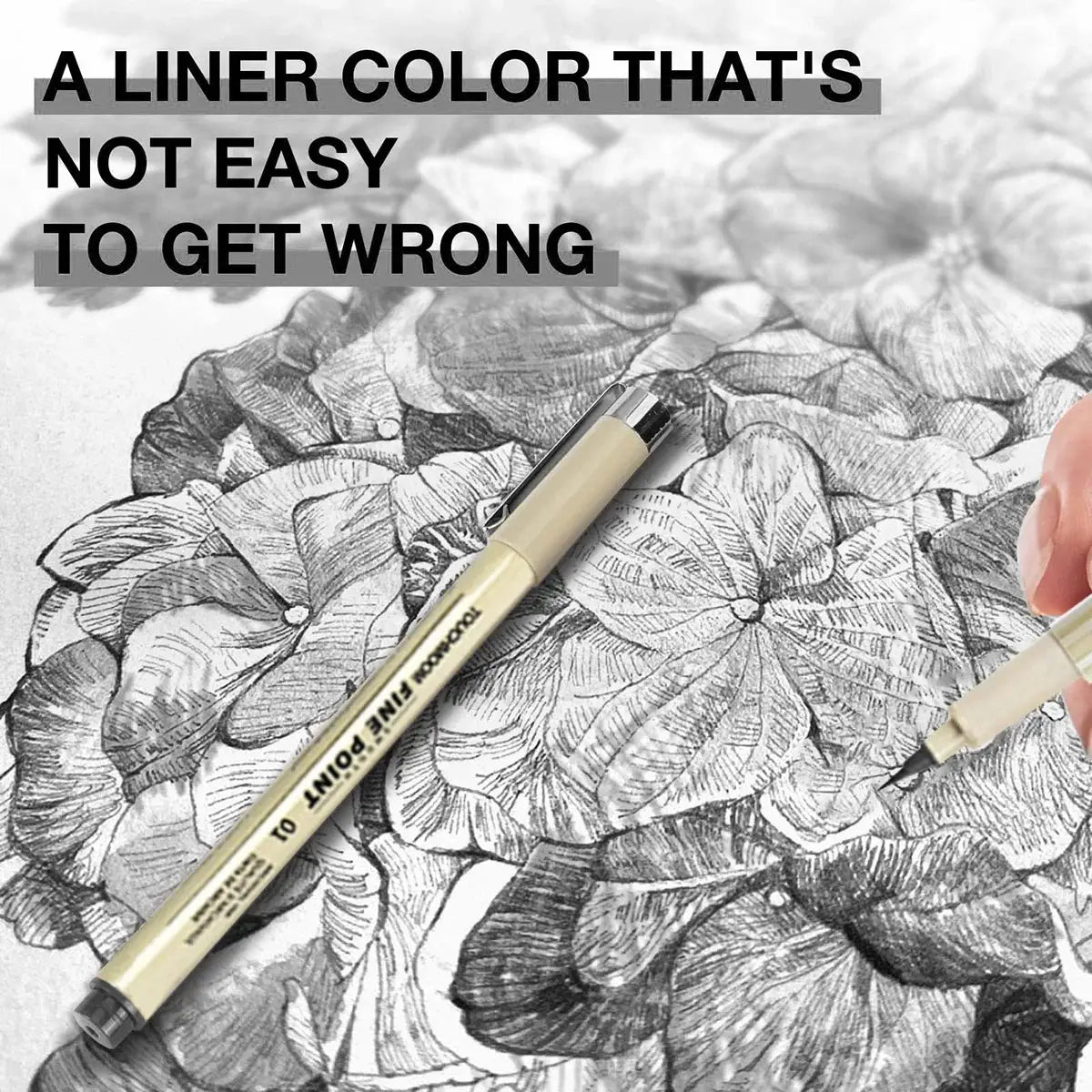 Hook needle fineliner pen set, 6–12 pcs, beige hand-painted barrels for sketching and art Simples Market