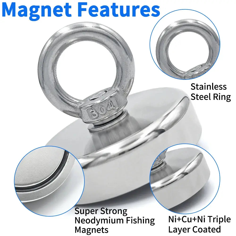 Neodymium Fishing Magnet N52 With Countersunk Eyebolt Salvage