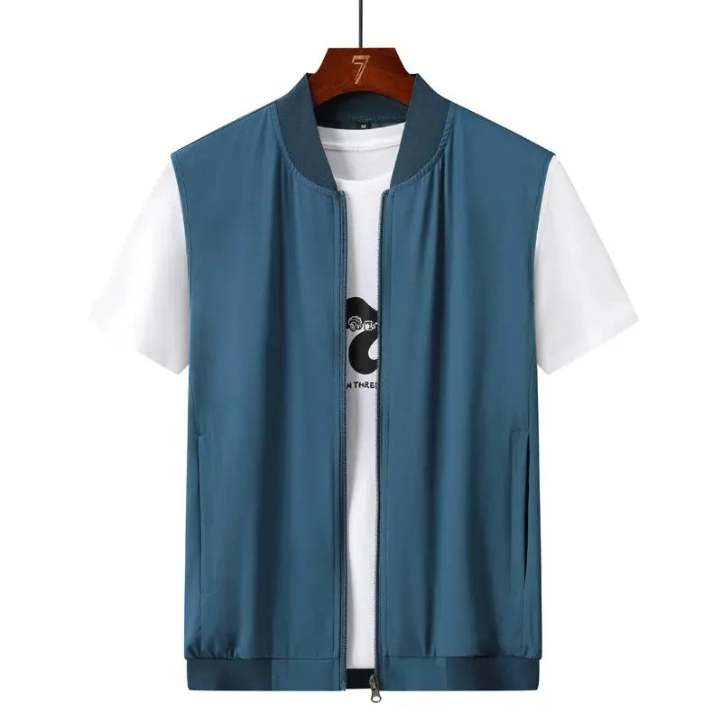 Simples Market blue men's quick-dry mesh sleeveless vest for outdoor hiking