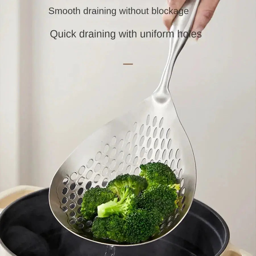 ChefMaster Large Durable Stainless Steel Colander Skimmer Spoon For Heavy Duty Frying And Cooking