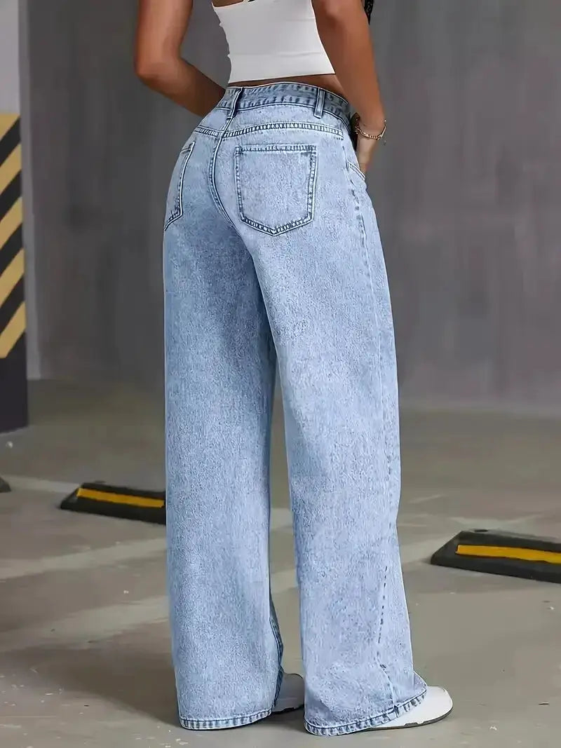 2026 Womens Loose Wide Leg Denim Jeans Baggy Streetwear All Season