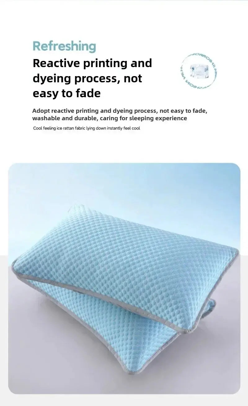 Cooling pillowcase in solid light blue with textured honeycomb fabric, 48x70 cm