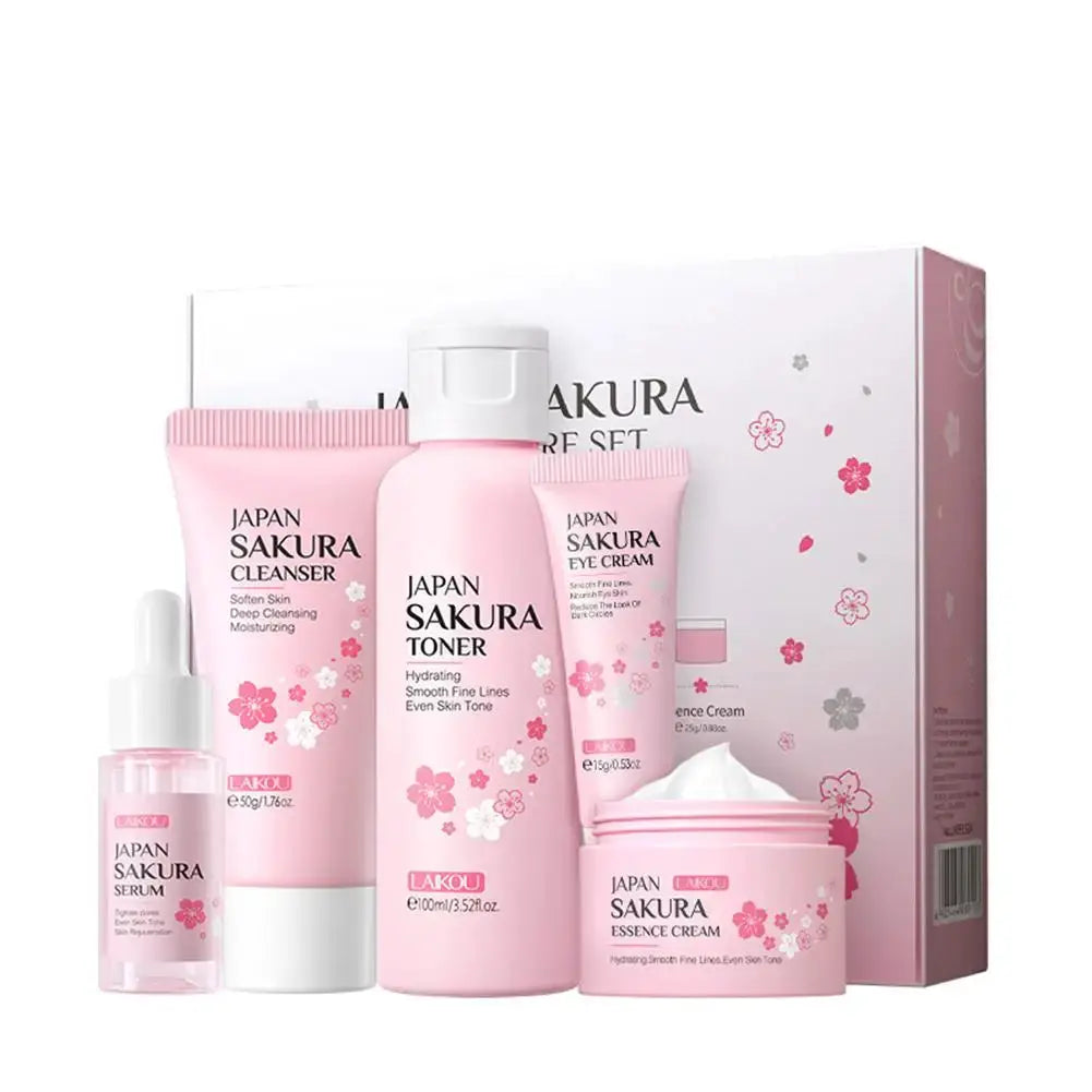 Sakura Skin Care Set Complete Facial Routine For Hydration And Radiant Skin With Cherry Blossom Essence