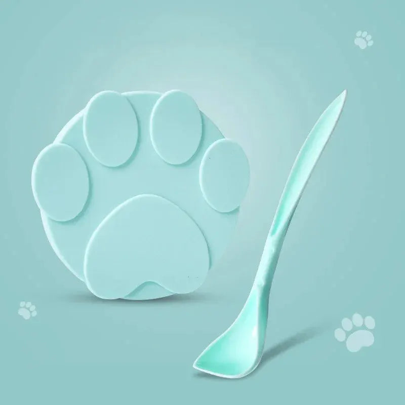 Portable Silicone 2-in-1 Pet Food Sealer Lid and Serving Spoon for Dogs and Cats Bowls