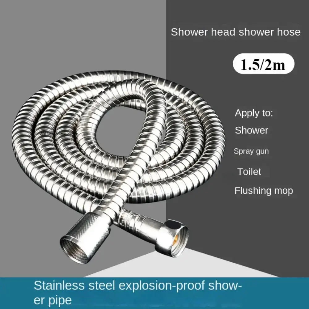 Stainless Steel Flexible Shower Hose 1.5m 2m Black Silver Bath