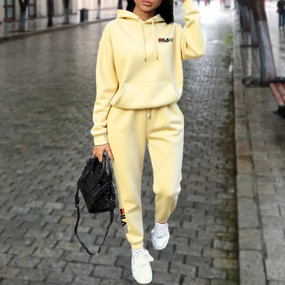 NovaFlex Womens Winter Fleece Tracksuit Two Piece Hoodie And Trousers Set Warmth And Stretchy Comfort For Streetwear