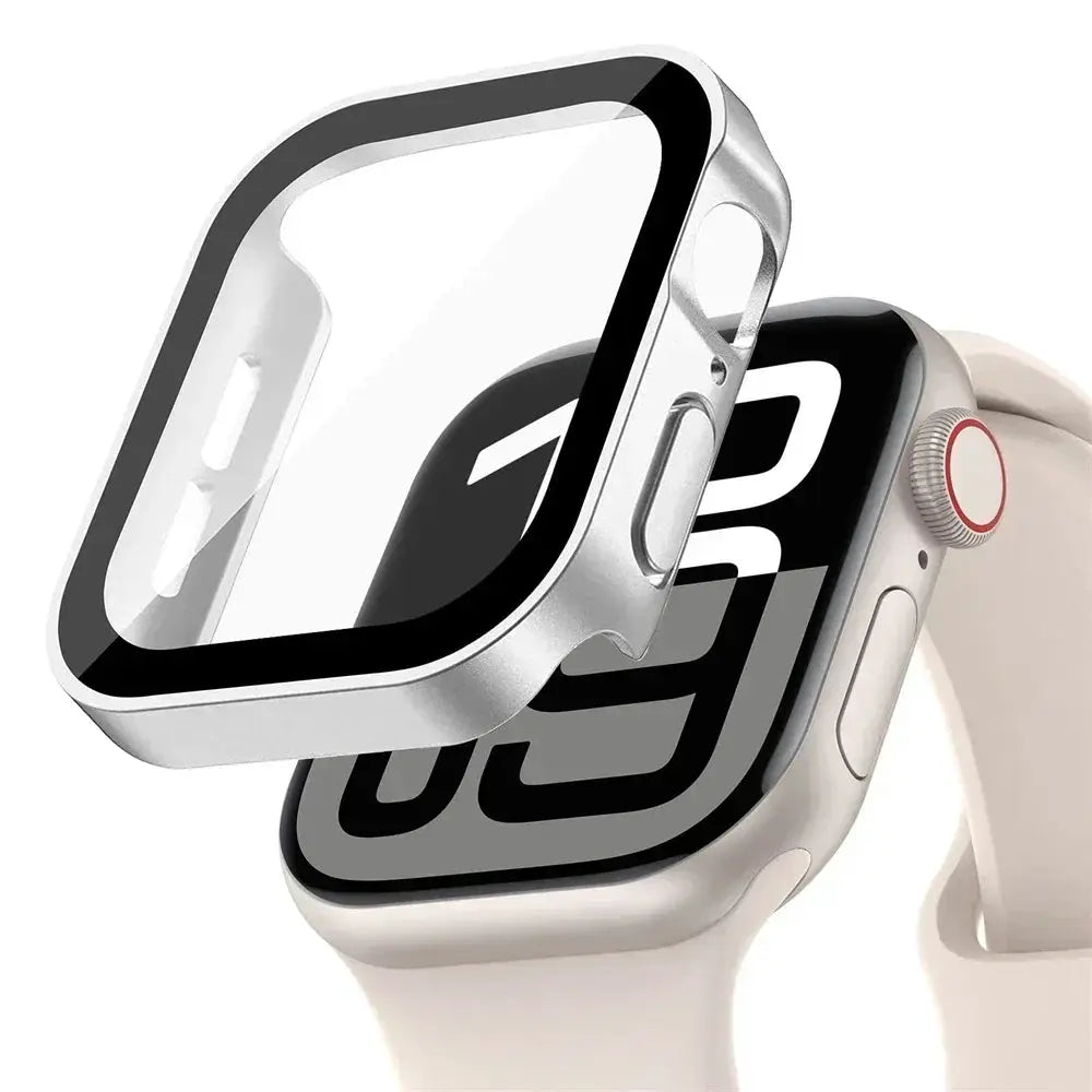 Apple Watch screen protector with clear tempered glass PC bumper for 40–46mm Series 4–9 and SE by Simples Market