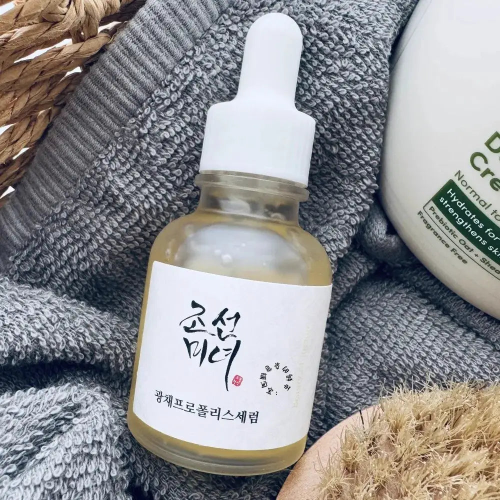 Korean Facial Serum For Moisture Calming Glow With Green Tea Panthenol Propolis Niacinamide Ginseng Snail Mucin Rice