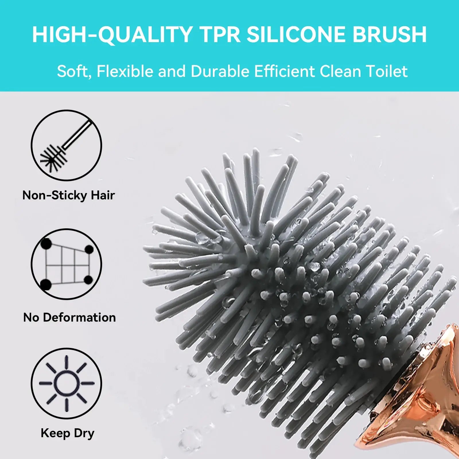 Aokala Toilet Brush And Holder Silicone Set With Long Handle For Deep Cleaning In Modern Bathroom Design