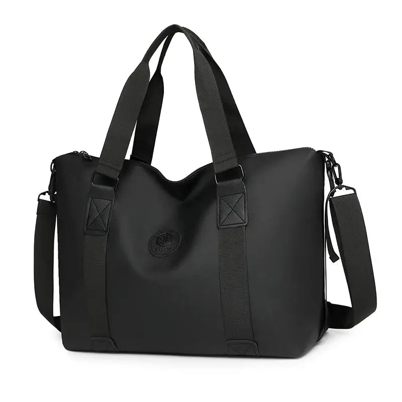 Travel bag Simples Market black duffel, Oxford cloth, large capacity with detachable shoulder strap.