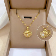 ZAKOL Korean Light Luxury Shell Pearl Necklace For Women Micro Inlaid Zircon Love Heart Moon Choker Wedding Jewelry - Simples Market
