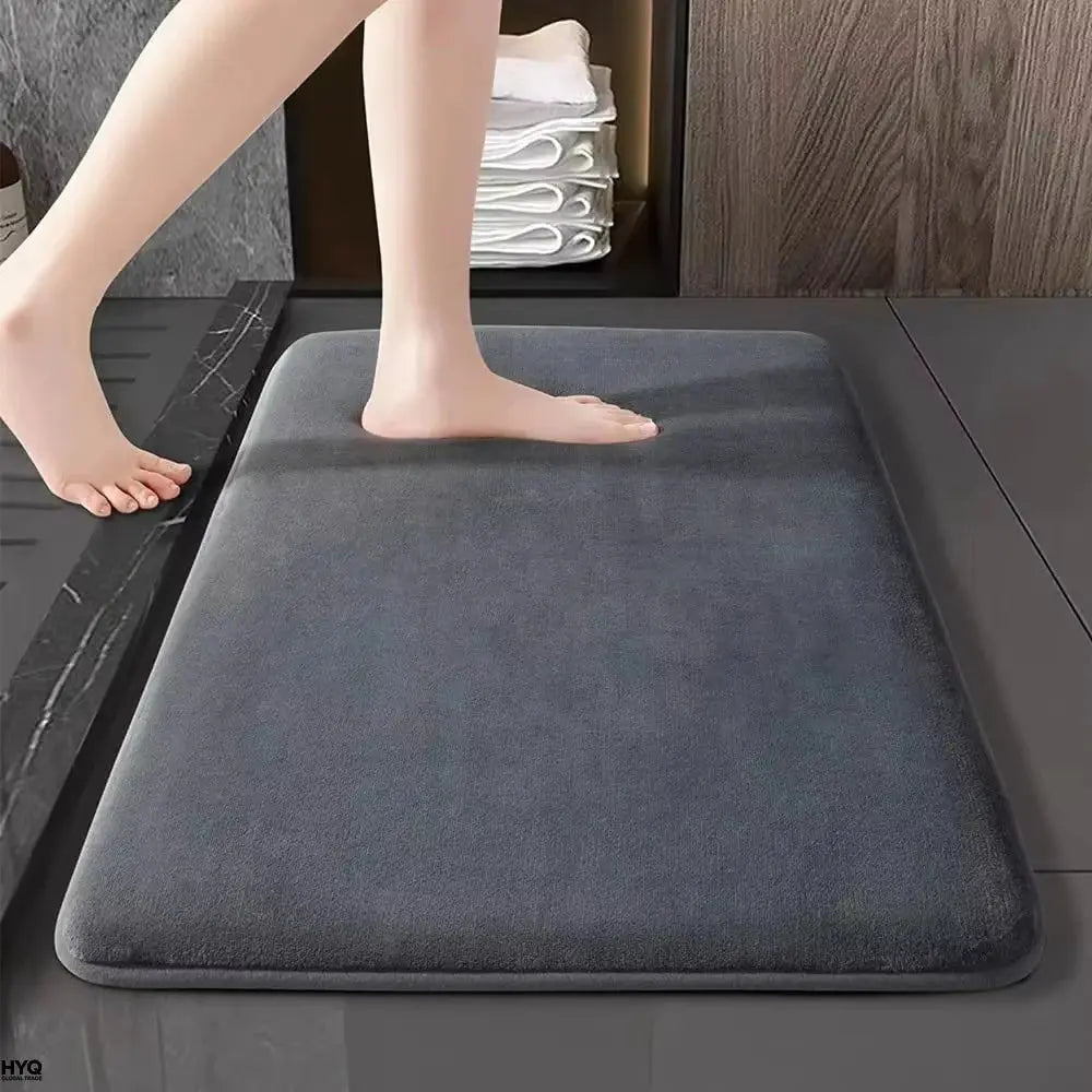 Alfombra de baño gris de terciopelo coral, súper absorbente y antideslizante para suelo y puerta, Simples Market