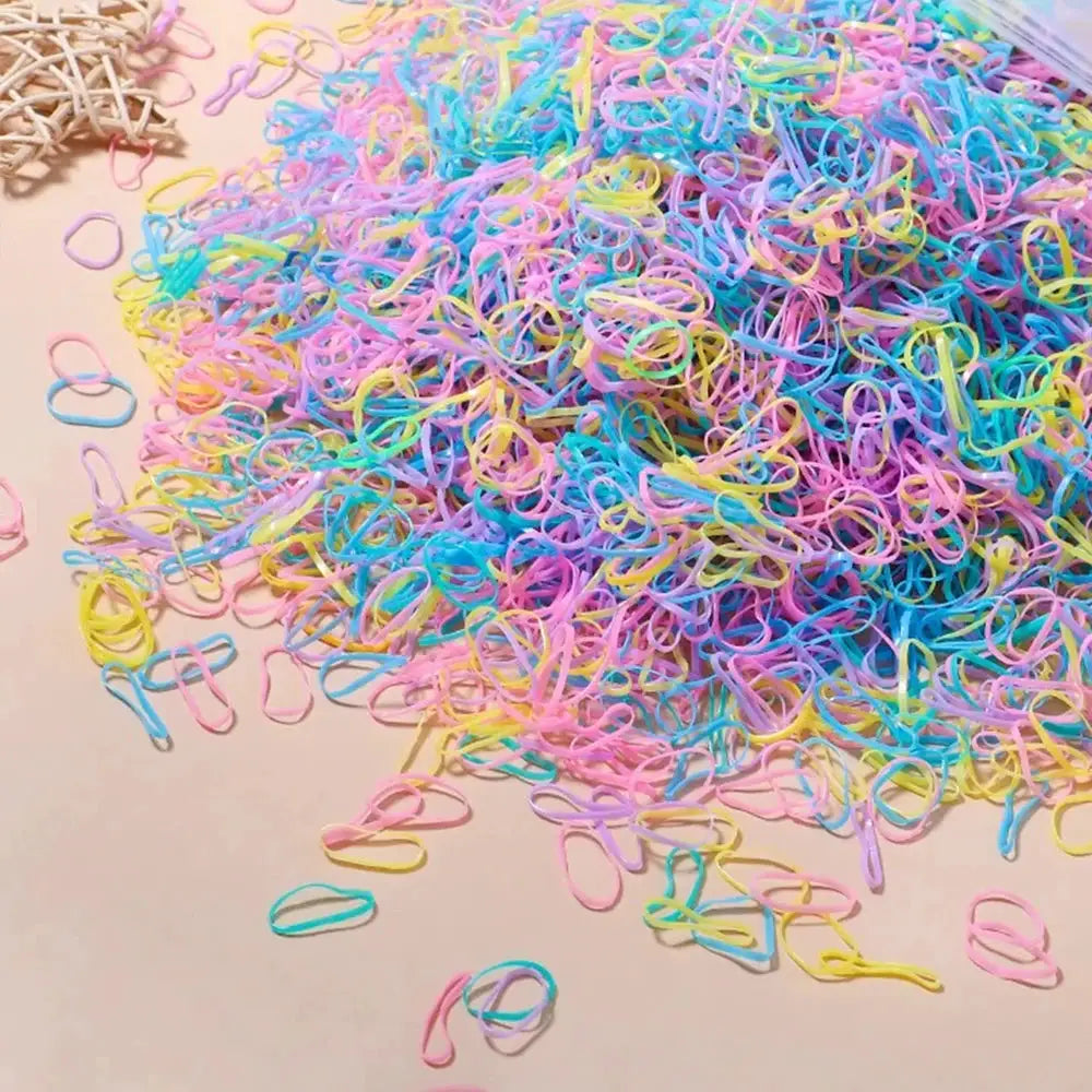 Colorful Disposable Rubber Band Hair Ties For Girls Bulk Pack 500 1000 2000 Pcs Ponytail Holders Kids Hair Accessories