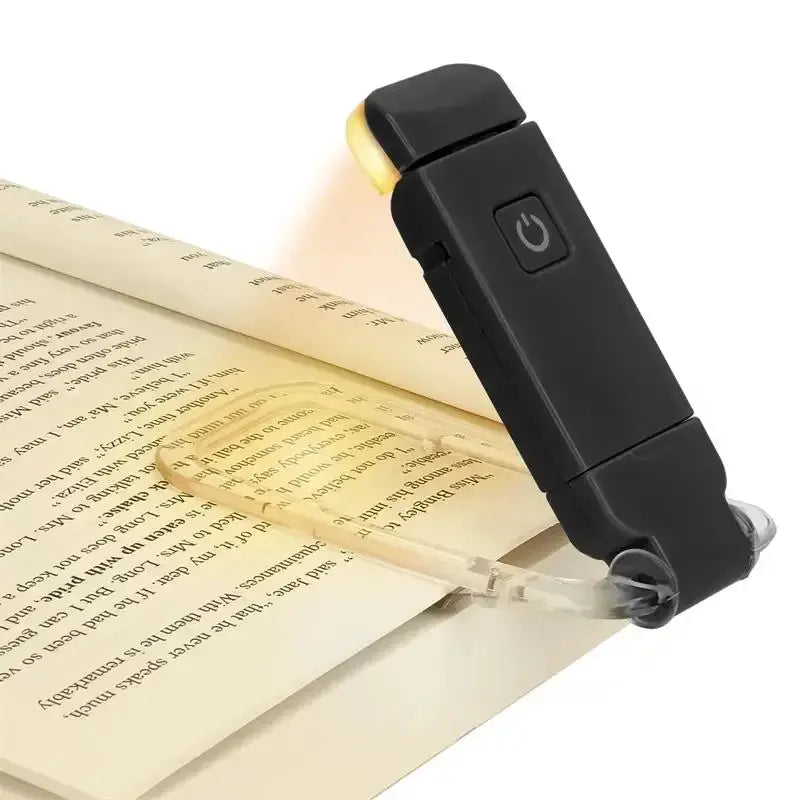 LED USB rechargeable clip-on book light, black portable reading lamp for pages