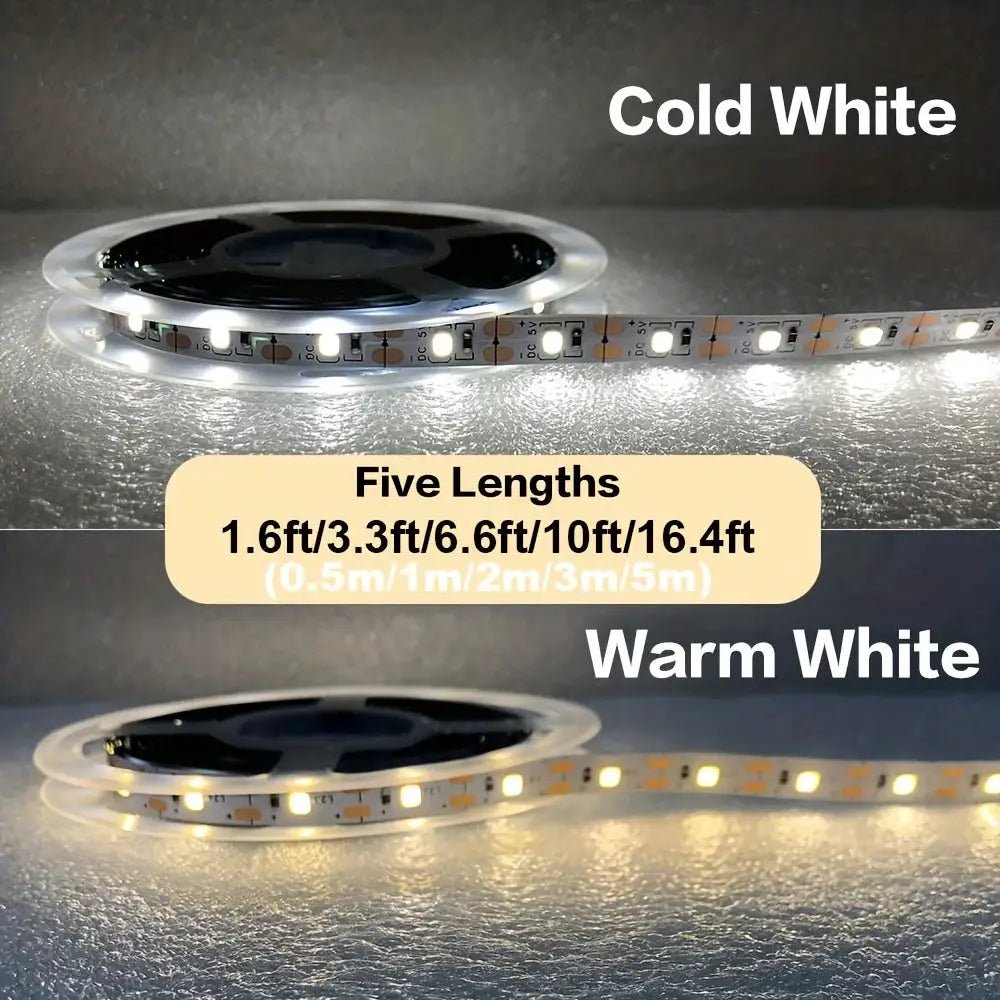1 - 5m 5V USB LED Strip Lights 60 LEDs Per Meter 2835 SMD TV Backlight Flexible Ribbon For Bedroom Wardrobe DIY Decoration - Simples Market