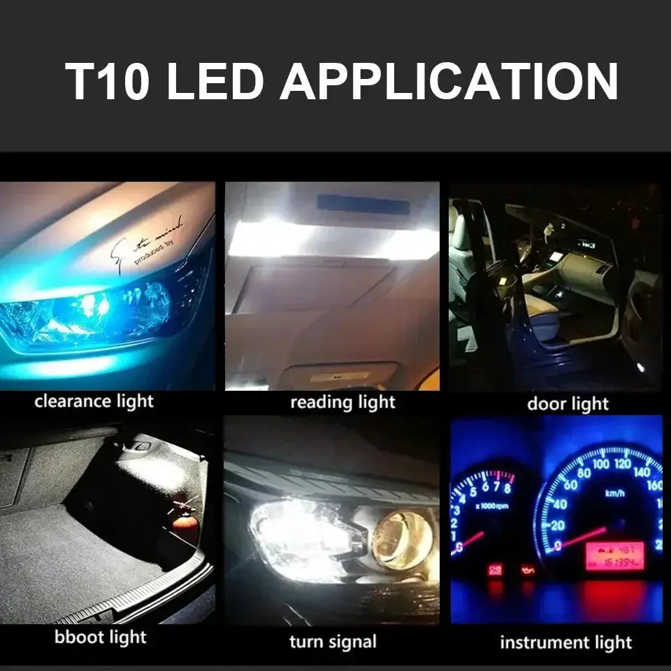 12V W5W LED T10 Car Light COB 6000K White Dome Reading DRL License Plate Lamp Bulb
