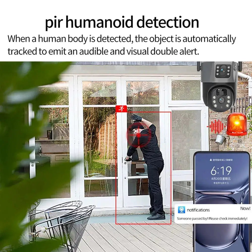 8MP 4K WiFi solar outdoor CCTV camera with dual-lens PTZ by Simples Market
