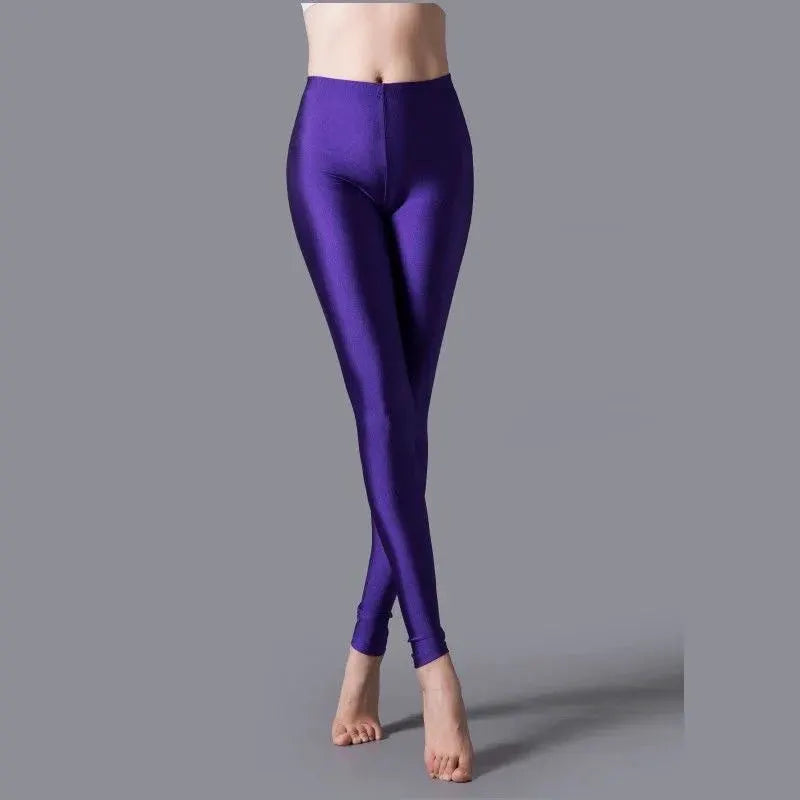 Leggings by Simples Market: purple shiny high-elastic skinny yoga pants for women
