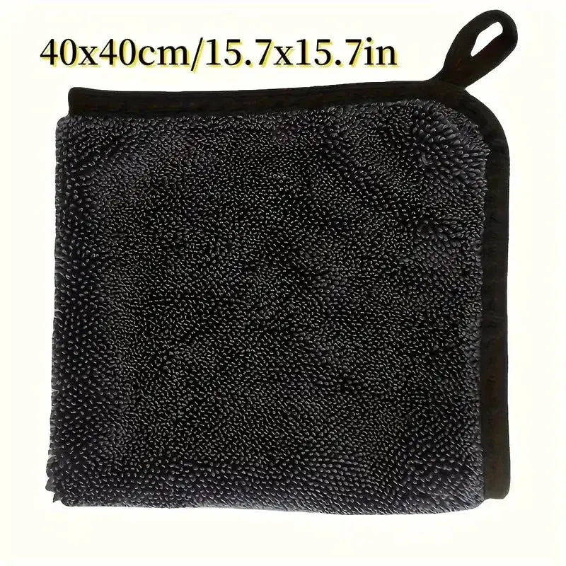 Black microfiber cleaning cloth, ultra-absorbent and quick-dry for car, home, bathroom