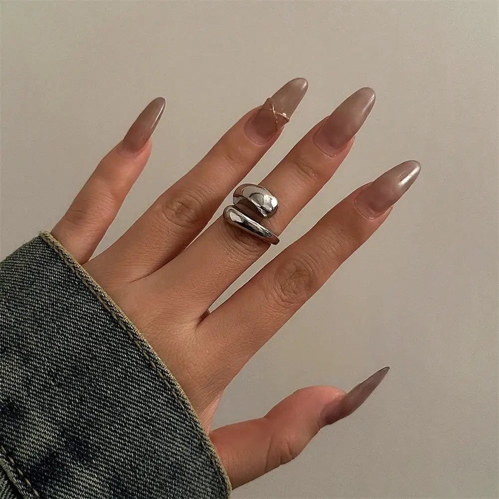 Wide Metal Bangle Ring For Women Thick Irregular Twisted Chunky Gold And Silver Color Waterdrop Open Wrist Cuff Bracelet - Simples Market