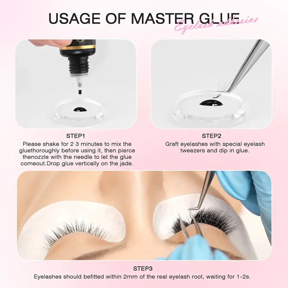 Mayooc 0.3 Sec Eyelash Extension Glue Fast Dry Lash Adhesive for Individual Lashes Sensitive Eyes Black Strong Bond