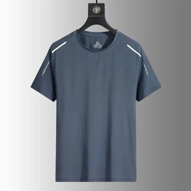 Men's quick-dry running T-shirt, blue-gray short sleeve, Simples Market outdoor sports tee