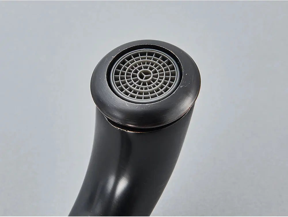 Antique-style bathroom faucet spout with aerator in black finish