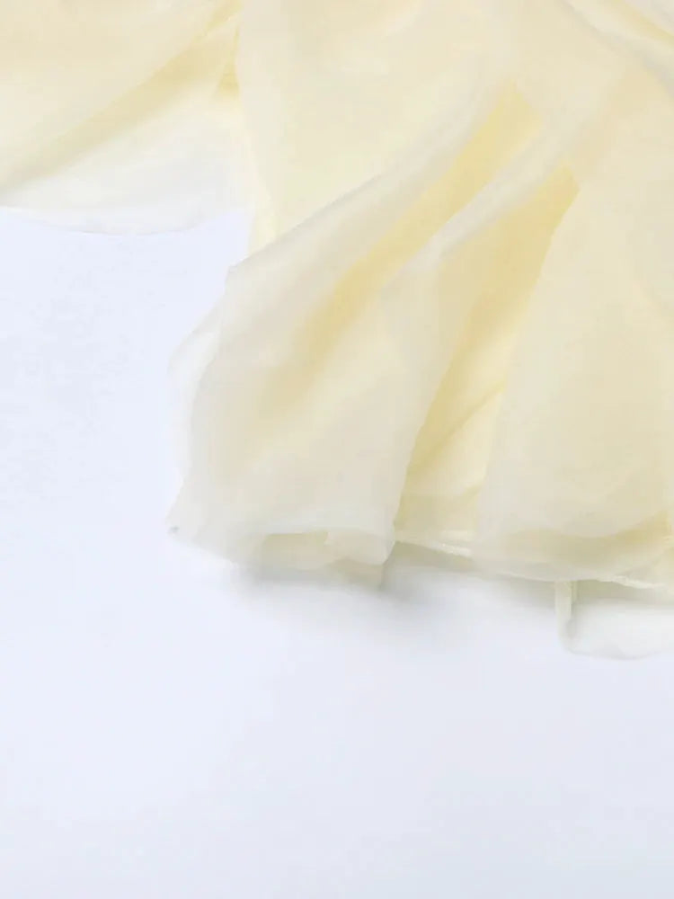 Twotwinstyle Elegant Patchwork Ruffles Chiffon Blouse O Neck Lantern
