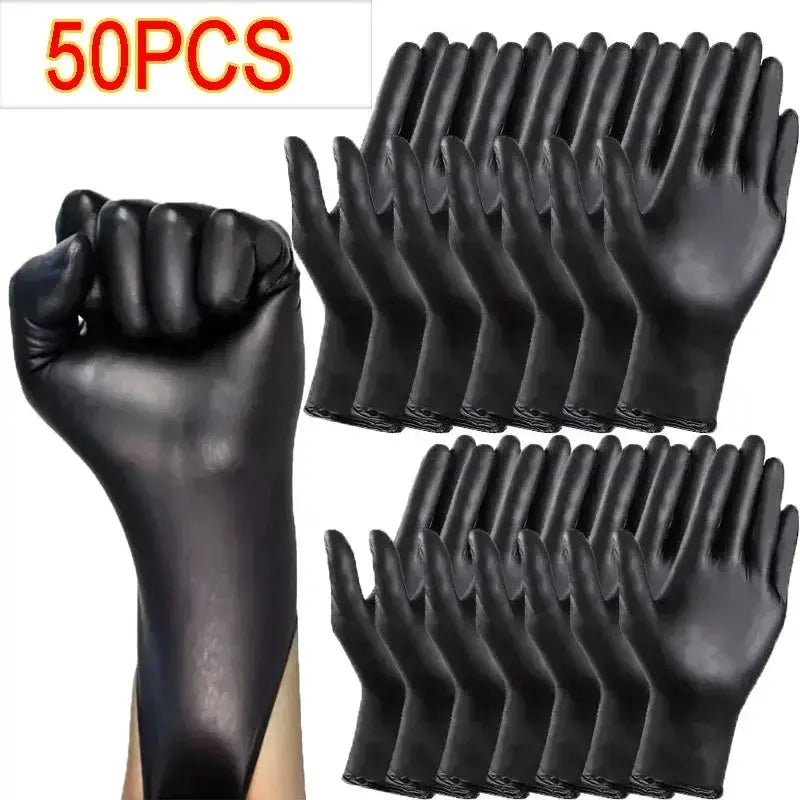 Black disposable PVC gloves, latex-free, XL, 50 pcs for housework and cooking