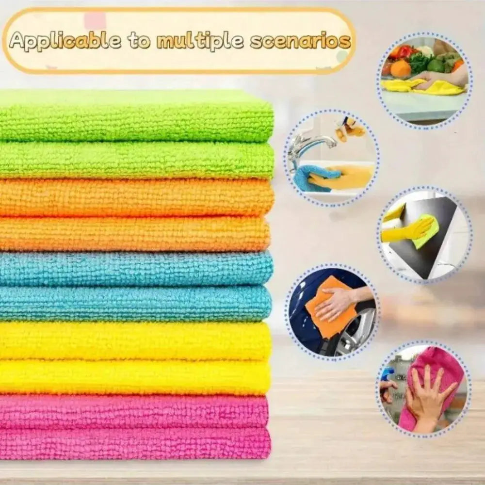 Microfiber cloth set by Simples Market, in assorted colors; soft, quick-drying absorbent cloths for kitchen and home