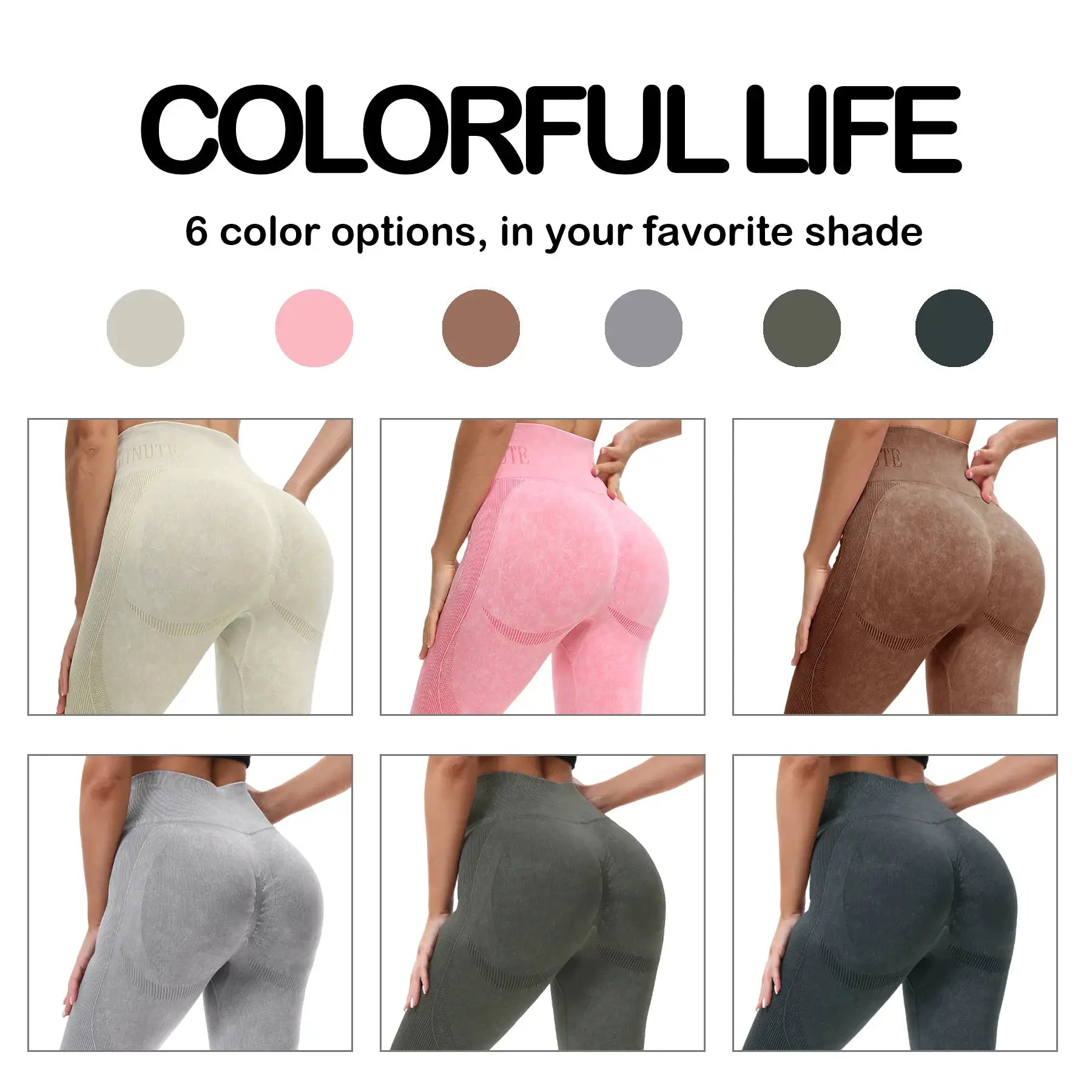 2-pack women's high-waisted seamless solid-color yoga leggings in 6 color options