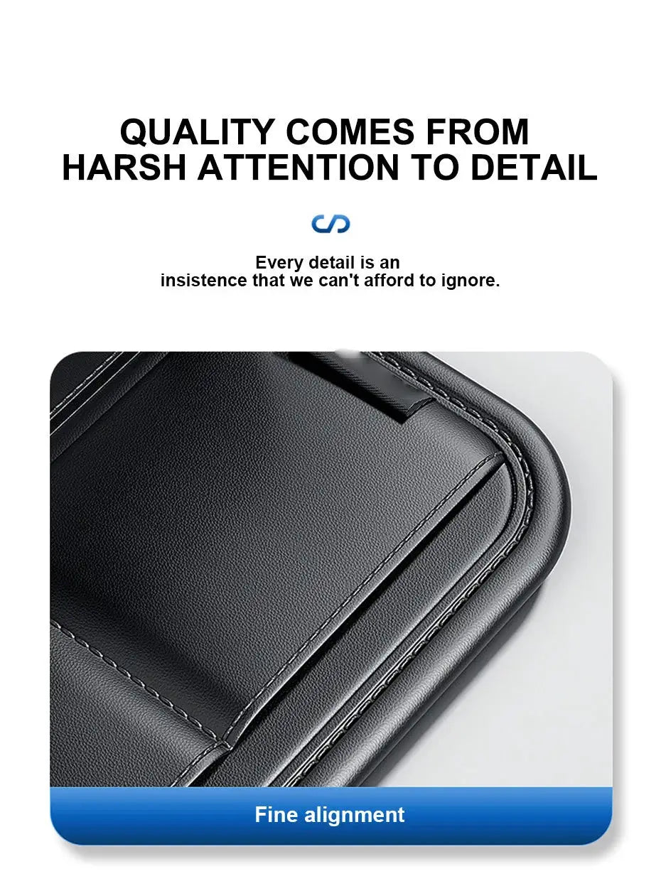 BLALION car sun visor organizer, black leather multi-pocket sunglasses and card holder