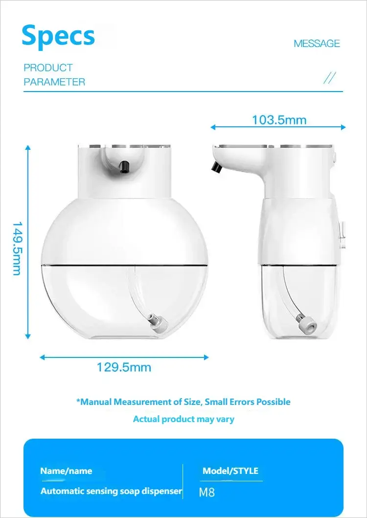 Homefish automatic soap dispenser by Simples Market; white wall-mounted foaming hand soap dispenser, large-capacity