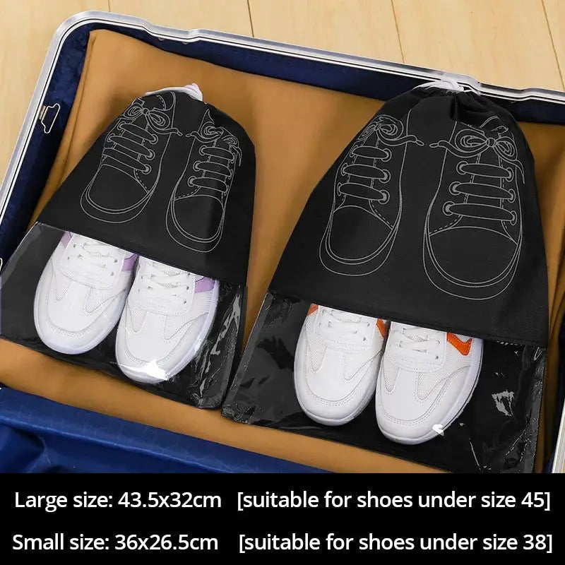 VoyagePro 5 Piece Shoe Storage Bags Set Thickened Nonwoven Fabric With Strap Mouth Waterproof Large Capacity