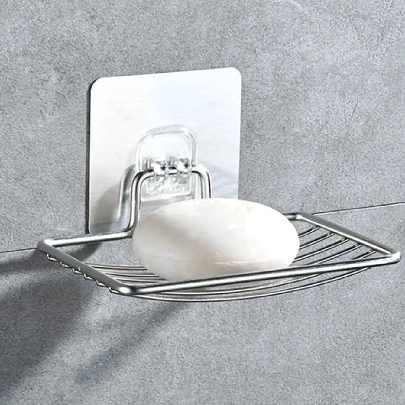 Stainless Steel Soap Rack Punch Free Nail Free Bathroom Wall Mounted Single Layer Suction Cup Mount Light Luxury Shelf