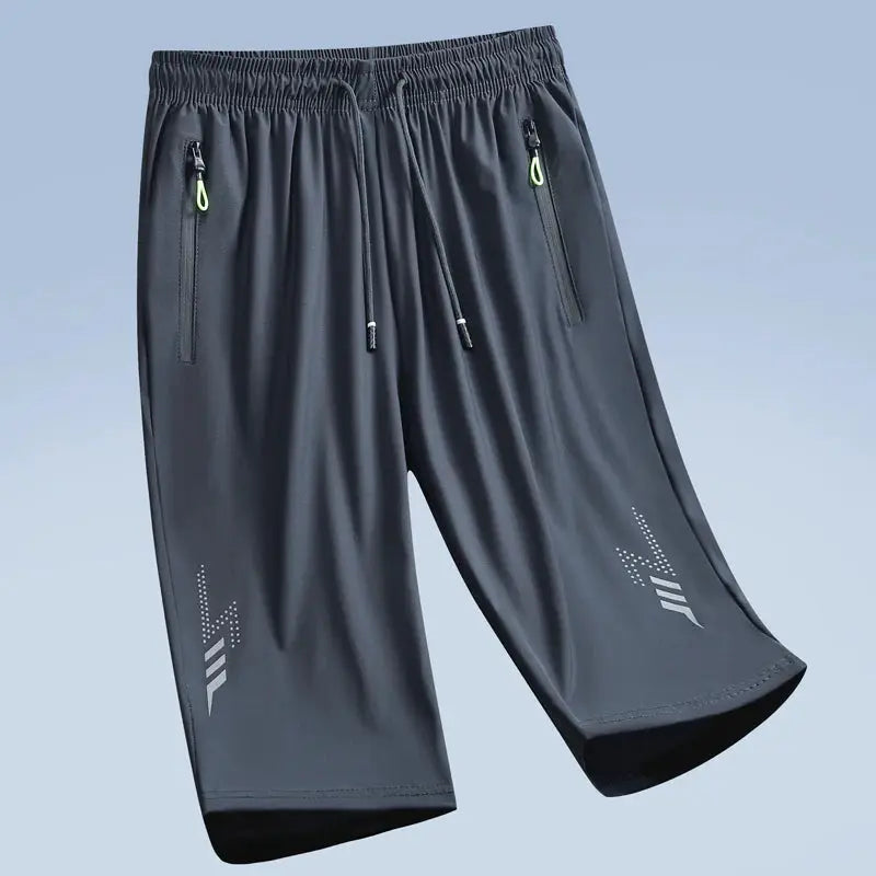 Simples Market men's quick-dry jogging shorts, dark gray lightweight athletic shorts with zip pockets