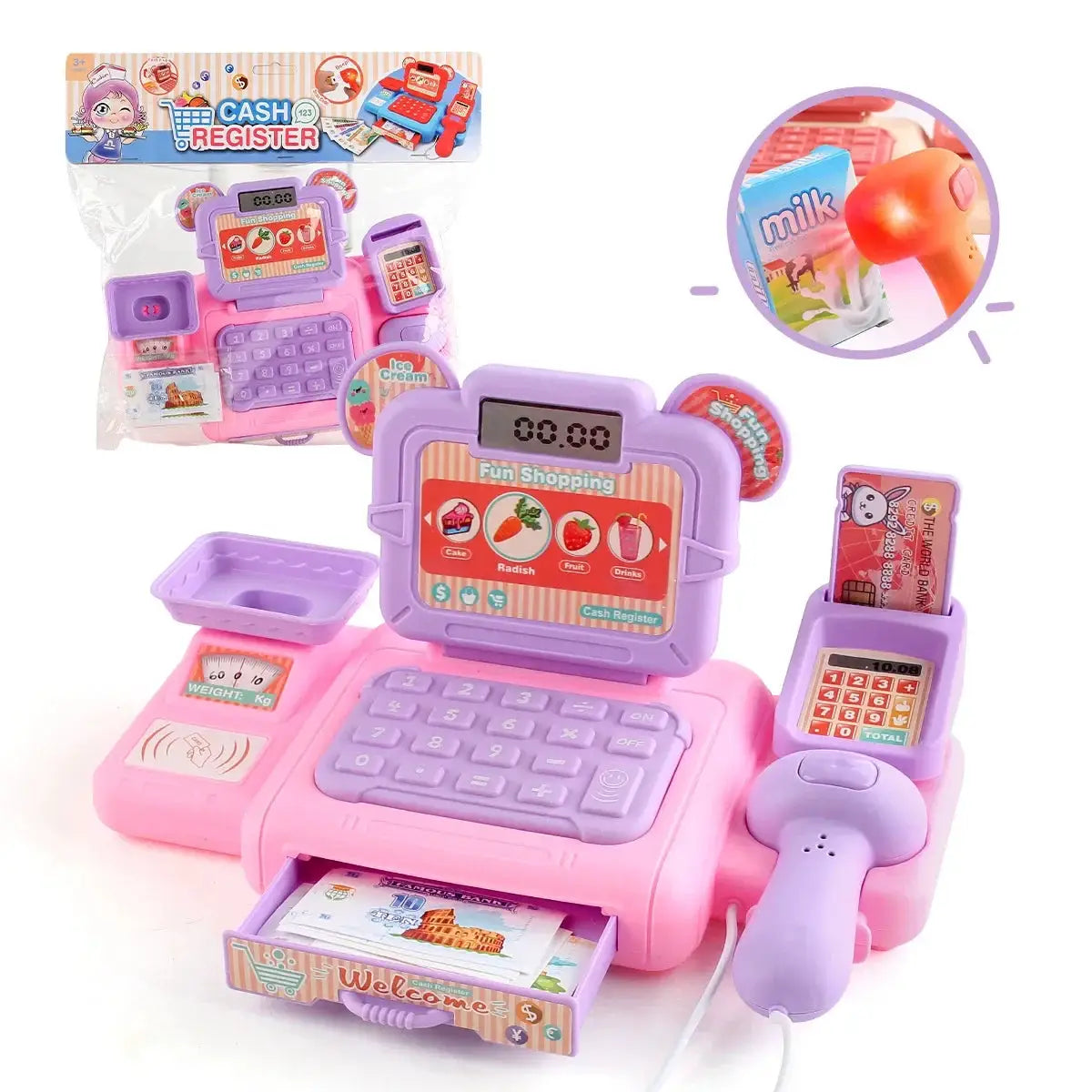 Simulation Shopping Cashier Toy Set With Electronic Lights And Sounds For Supermarket Checkout Play