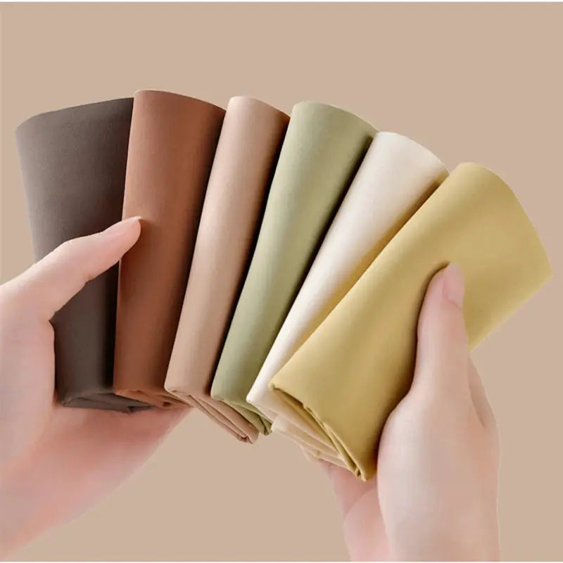 Simples Market women's high-rise body shaper underwear fabric swatches (7) in earth-tone colors.
