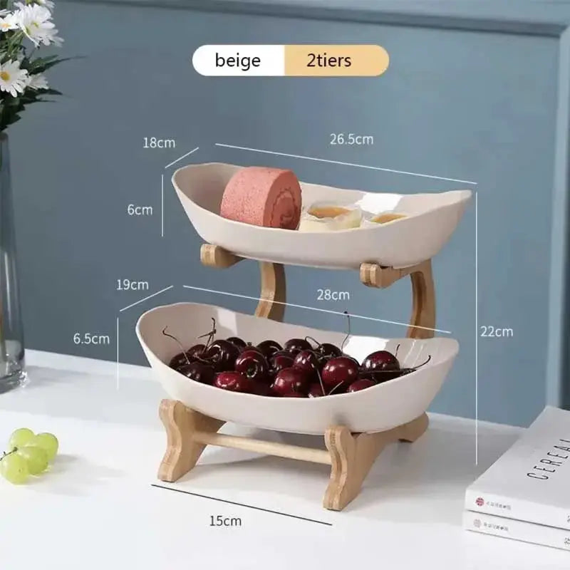 2/3 Layer Fruit Plate Multi Tier Plastic Snack Dish Living Room Modern Dried Fruit Basket Cake Stand Salad Bowl