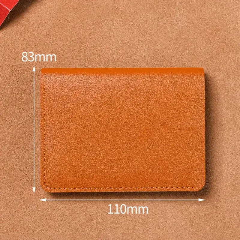Simples Market PU leather small wallet, ultra-thin card purse in orange-brown (110x83mm)