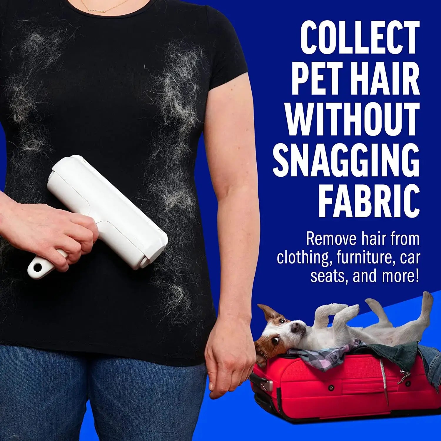 Pet Hair Remover Roller With Self Cleaning Base For Dog And Cat Fur Removal On Furniture
