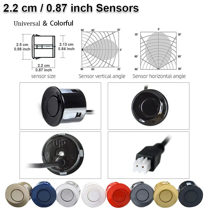 Simples Market Hippcron car parking sensor kit with four 22mm sensors, backlight display, and eight color options