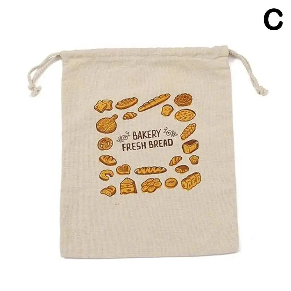 Linen Bread Bags Reusable Drawstring Large Washable Storage for Bread Unbleached Kitchen Organizer