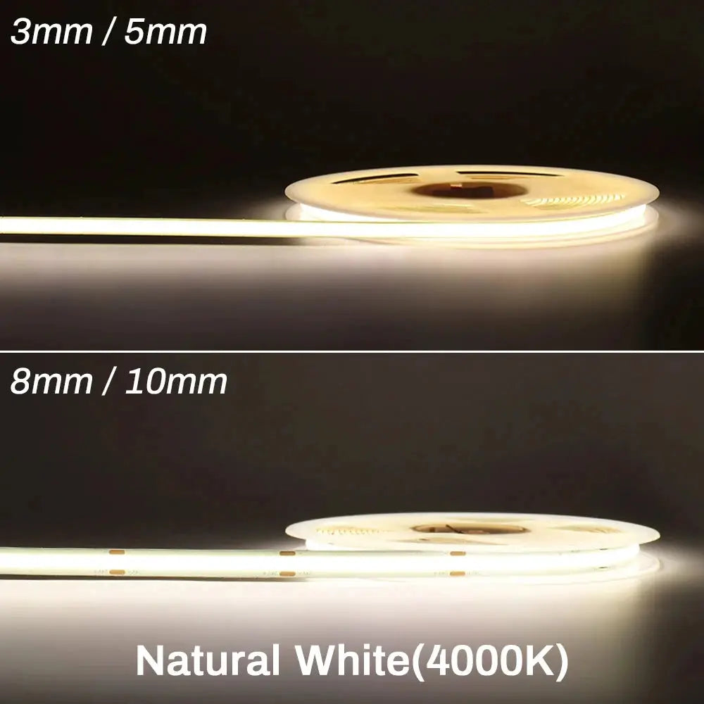 Cob Led Strip Lights 12V 24V Dimmable Tape 3mm 5mm 8mm Ice Blue Yellow Red Green Pink White For Home Decor RA90