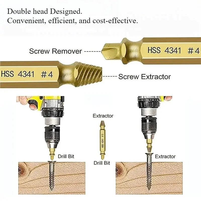High Speed Steel HSS Drill Bit Screw Extractor Set For Stripped And Broken Screws Quick Removal Kit For DIY Enthusiasts