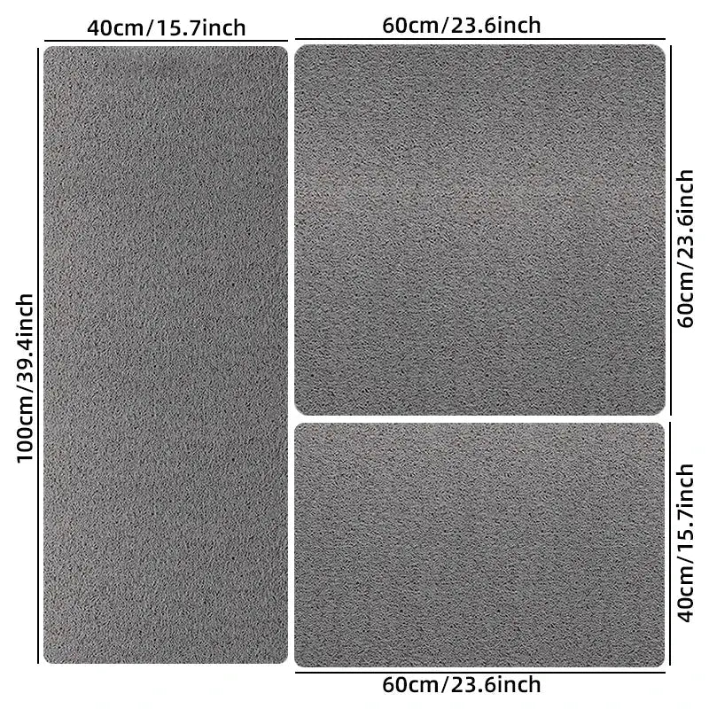 Grey non-slip hollow bath mat set; includes 3 mats: 100×40 cm, 60×60 cm, 60×40 cm.